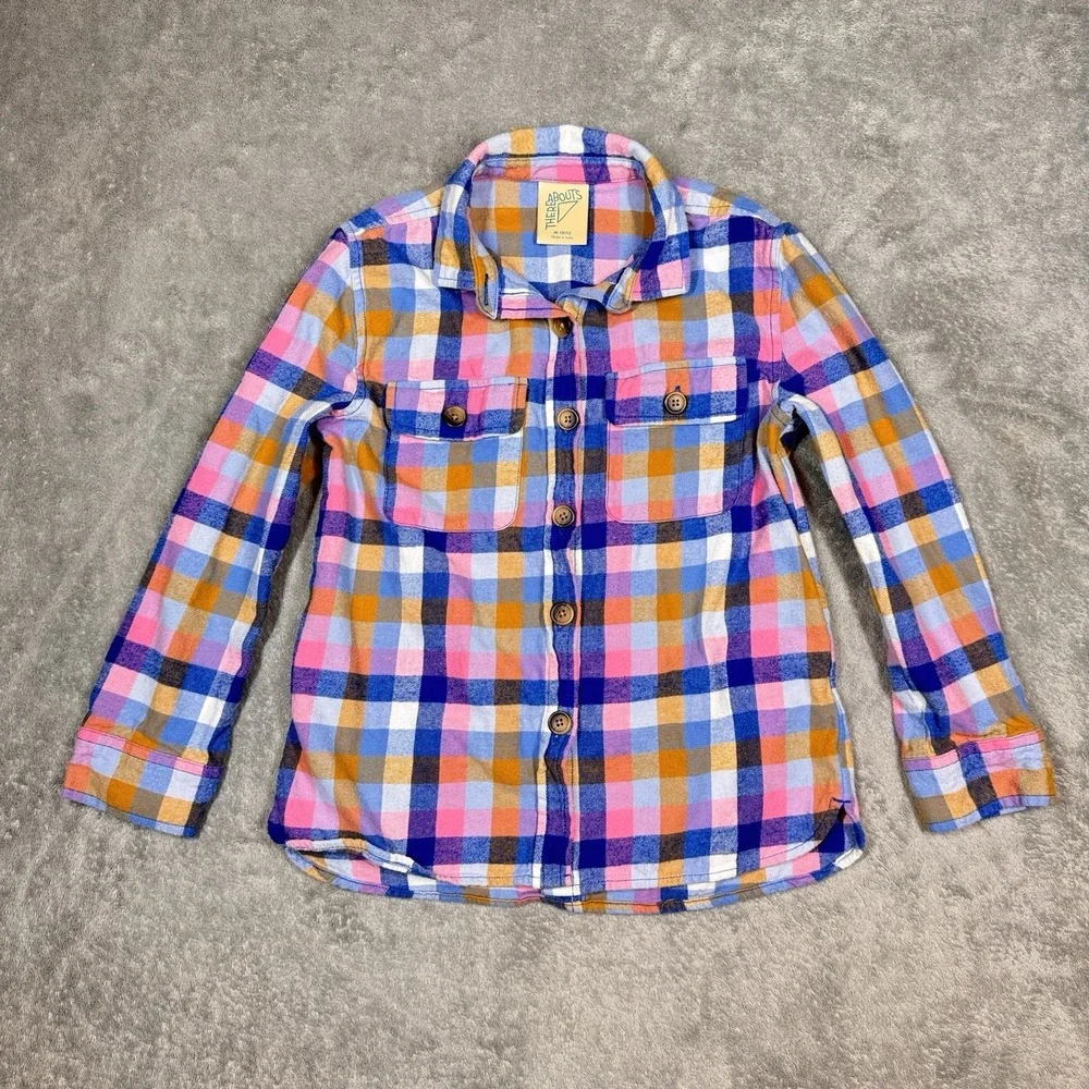The‎ Abouts Plaid Button Up Shirt Kids Medium 10 12 Multicolor Long Sleeve